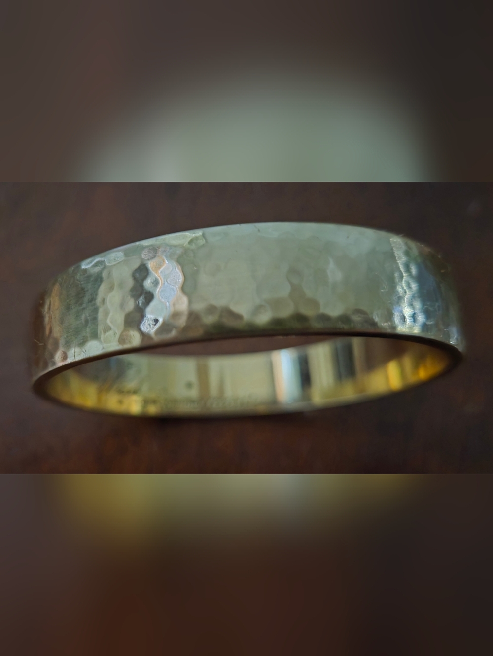 Hammered Metal Bangle Bracelet - Gold Tone